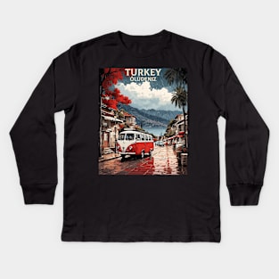 Oludeniz Turkey Vintage Retro Travel Tourism Kids Long Sleeve T-Shirt